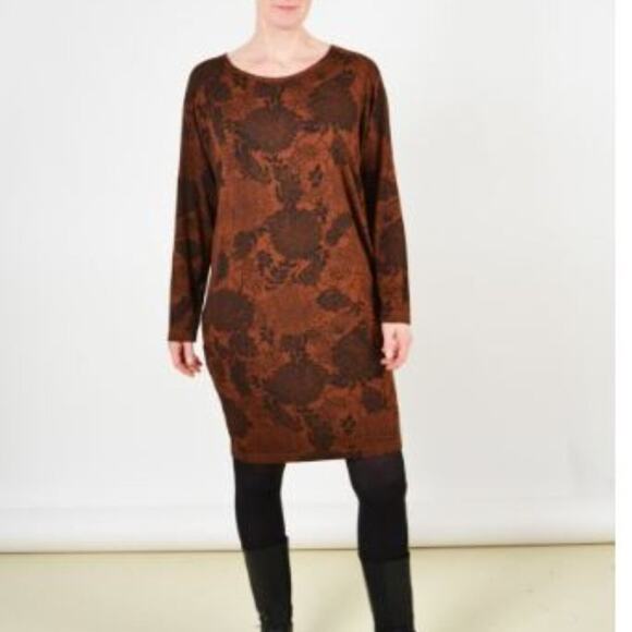 Bryn Walker Alanna Tunic Top Dress Large Rust Floral Print - Picture 11 of 11